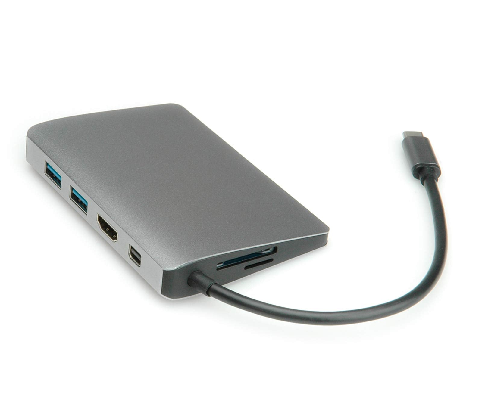 ROLINE USB Type C Docking Station HDMI 4K, MiniDP, 2x USB 3.1 Gen 1, Audio, LAN, PD, Cardreader Quick and easy connection to the peripheral devices in the workplace