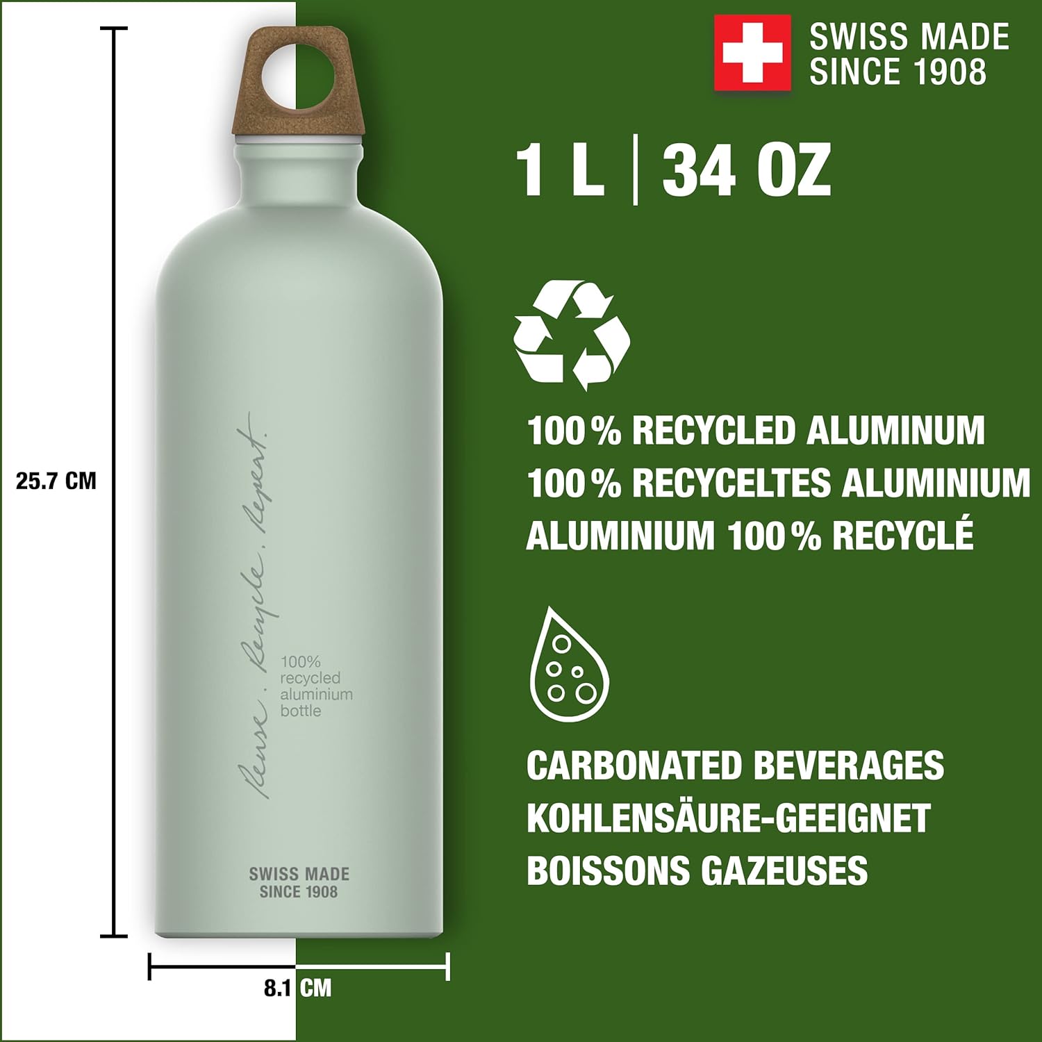 SIGG - Aluminum Water Bottle - Traveller MyPlanet - Climate Neutral Certified - Suitable For Carbonated Beverages - Leakproof & Lightweight - BPA Free - 0.6L / 1L
