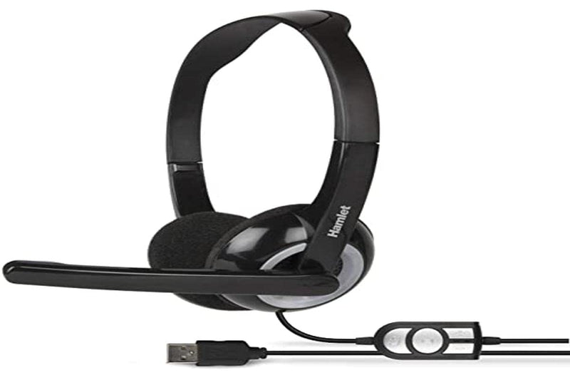 Hamlet HHEADMUS Binaural Diadema Negro auricular con micrófono - Auriculares con micrófono (PC/Juegos, Binaural, Diadema, Negro, Alámbrico, 1,8 m