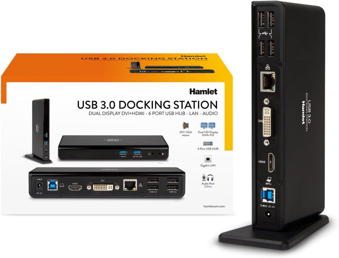 Hamlet Dock.*Ntb Usb3.0 Hdmi+Dvi+Hub+Lan+