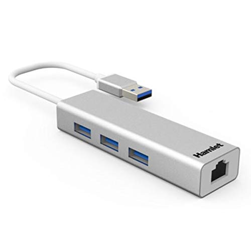 Hamlet XHUB330LAN pin & concentrator USB 3.0 (3.1 Gen 1) Type-A 5000 Mbit/s Silver
