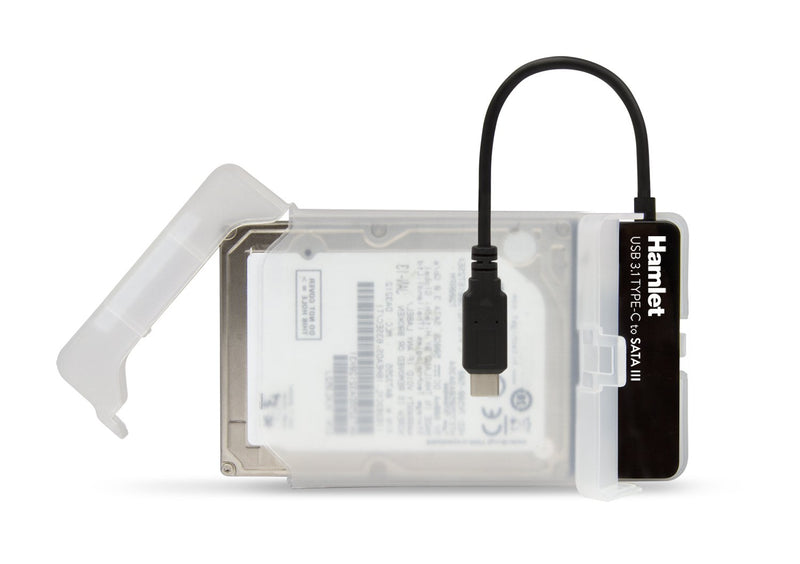 Hamlet XADTC-SATA adaptador de cable USB 3.1 Type C (Gen. 2) Serial ATA III Negro - Adaptador para cable (USB 3.1 Type C (Gen. 2), Serial ATA III, Male connector / Female connector, 0,165 m, Negro