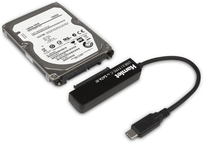 Hamlet XADTC-SATA adaptador de cable USB 3.1 Type C (Gen. 2) Serial ATA III Negro - Adaptador para cable (USB 3.1 Type C (Gen. 2), Serial ATA III, Male connector / Female connector, 0,165 m, Negro
