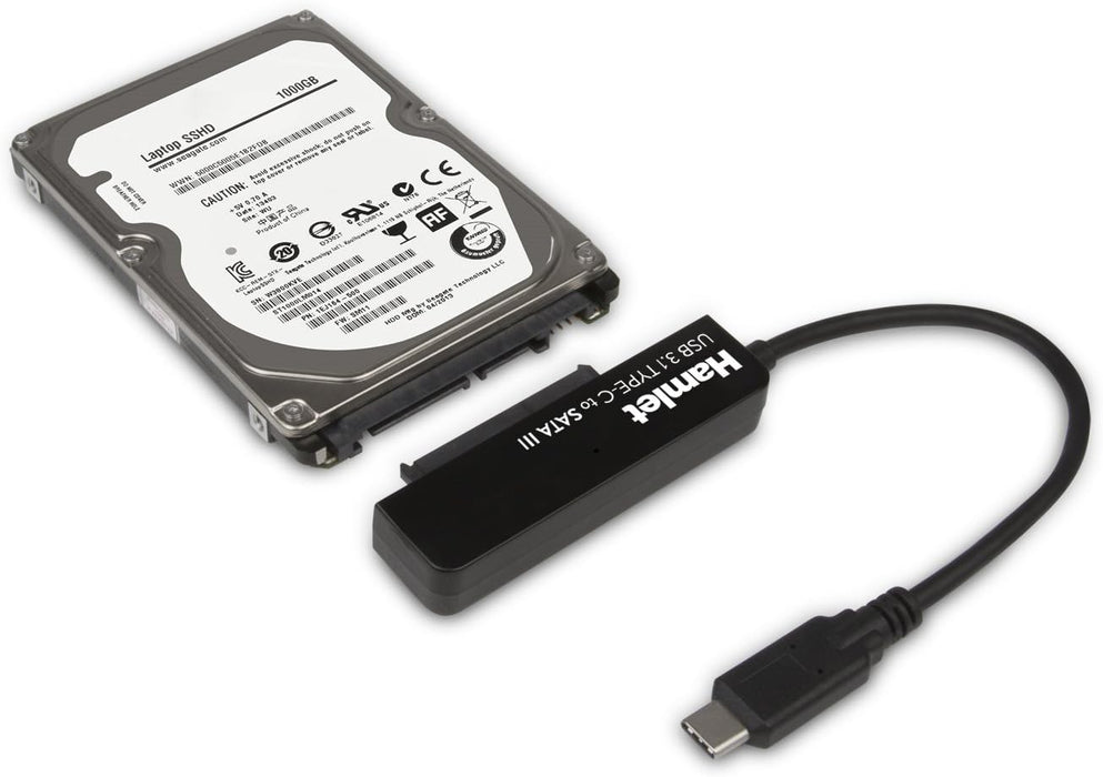 Hamlet XADTC-SATA adaptador de cable USB 3.1 Type C (Gen. 2) Serial ATA III Negro - Adaptador para cable (USB 3.1 Type C (Gen. 2), Serial ATA III, Male connector / Female connector, 0,165 m, Negro