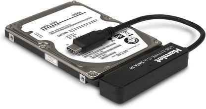 Hamlet XADTC-SATA adaptador de cable USB 3.1 Type C (Gen. 2) Serial ATA III Negro - Adaptador para cable (USB 3.1 Type C (Gen. 2), Serial ATA III, Male connector / Female connector, 0,165 m, Negro