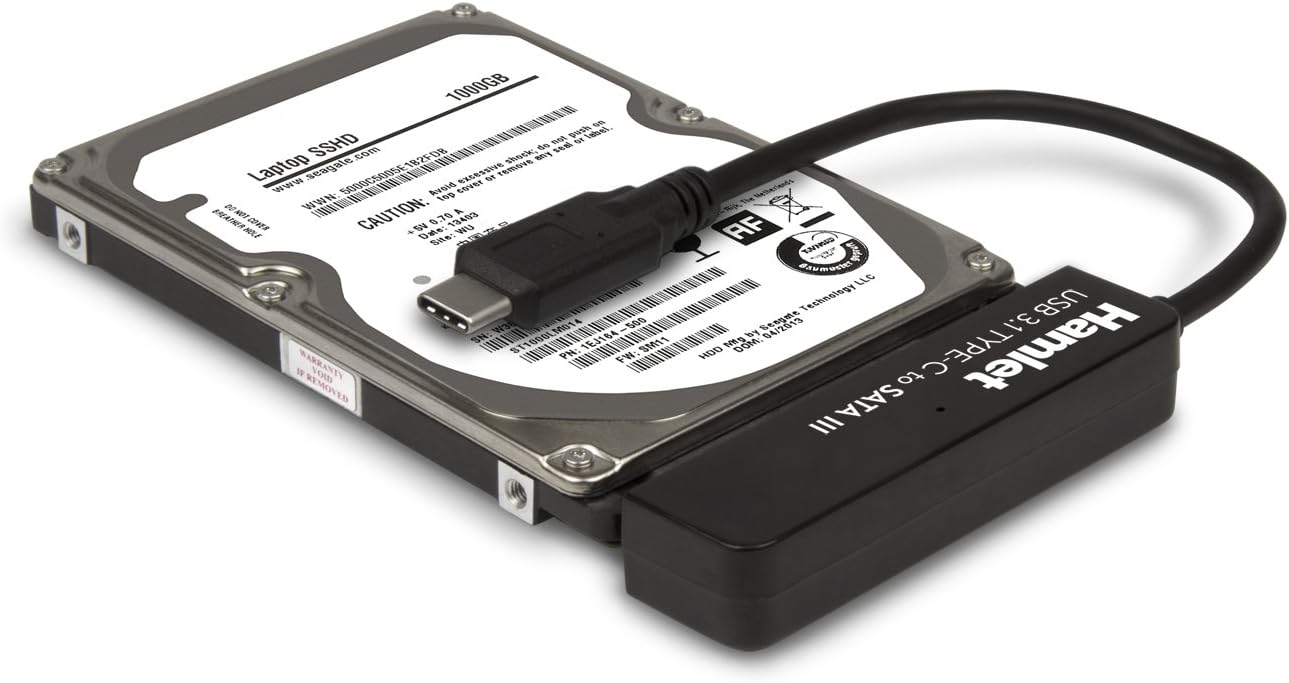 Hamlet XADTC-SATA adaptador de cable USB 3.1 Type C (Gen. 2) Serial ATA III Negro - Adaptador para cable (USB 3.1 Type C (Gen. 2), Serial ATA III, Male connector / Female connector, 0,165 m, Negro