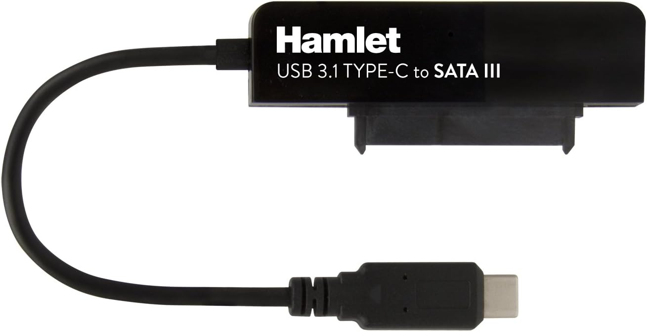 Hamlet XADTC-SATA adaptador de cable USB 3.1 Type C (Gen. 2) Serial ATA III Negro - Adaptador para cable (USB 3.1 Type C (Gen. 2), Serial ATA III, Male connector / Female connector, 0,165 m, Negro