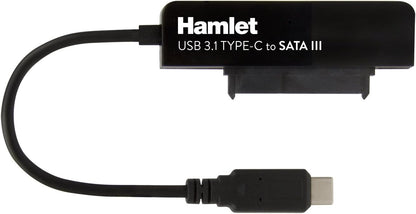 Hamlet XADTC-SATA adaptador de cable USB 3.1 Type C (Gen. 2) Serial ATA III Negro - Adaptador para cable (USB 3.1 Type C (Gen. 2), Serial ATA III, Male connector / Female connector, 0,165 m, Negro