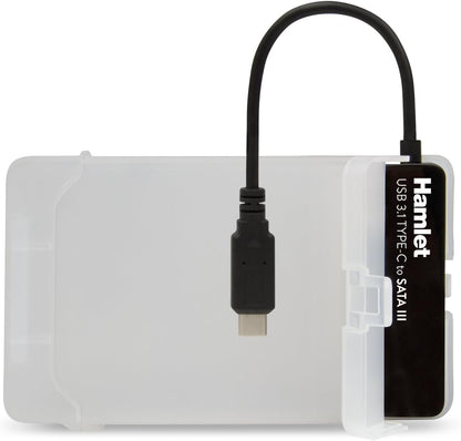 Hamlet XADTC-SATA adaptador de cable USB 3.1 Type C (Gen. 2) Serial ATA III Negro - Adaptador para cable (USB 3.1 Type C (Gen. 2), Serial ATA III, Male connector / Female connector, 0,165 m, Negro