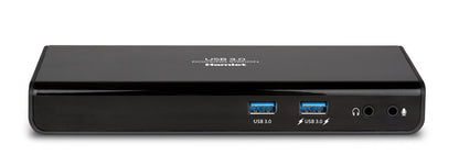 Hamlet HDOKS300TC 2-Port Notebook Docking Station TYPE-C and USB 3.0 Video Outputs HDMI DVI/VGA + 2 USB 3.0 Hub + 4 USB 2.0 Ports + Gigabit Network + Mic and Audio Out