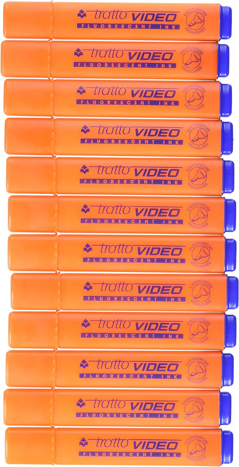 Tratto Video 830203 – Pack of 12 Fluorescent Markers, Orange