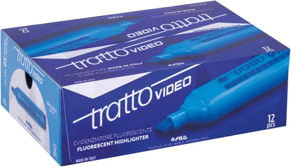 Tratto Video, Rotulador fluorescente, Tinta fluorescente, Punta biselada 0,50 cm, 12 Unidades, Azul neón