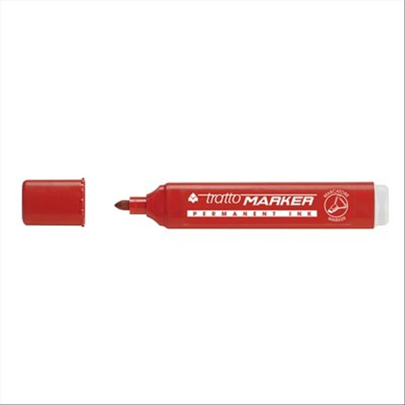 Tratto Marker Round Tip Red 12 Pieces – Permanent Marker (Red, Round Tip, Red, 1.4 mm, Cardboard, Glass, Leather, Metal, Plastic, Polystyrene, Wood, Alcohol Based Ink