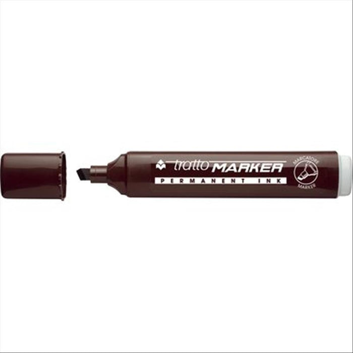 TRATTO Marker Chisel TIP Permanent Marker – Chisel Tip Permanent Markers (Brown, 12pièce Brown (S), Brown, 1 mm, polystyrene, Cardboard, Glass, Metal, Leather, Plastic, Wood Alcohol Based Ink