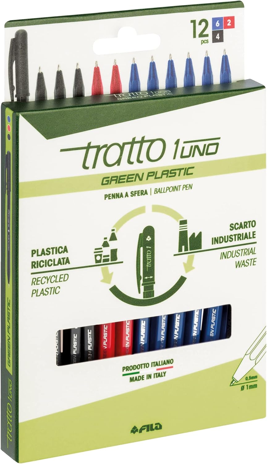 Tratto 1 Green Plastic pencil case 12 pcs