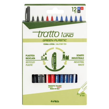 Tratto 1 Green Plastic pencil case 12 pcs