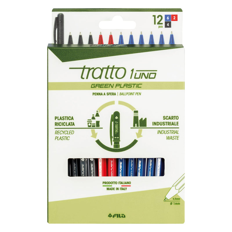 Tratto 1 Green Plastic pencil case 12 pcs