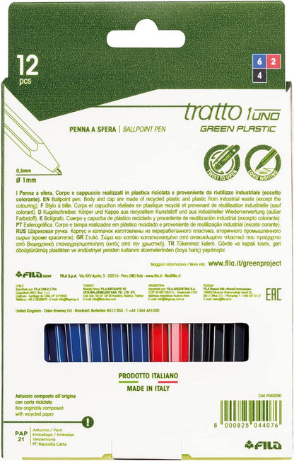 Tratto 1 Green Plastic pencil case 12 pcs