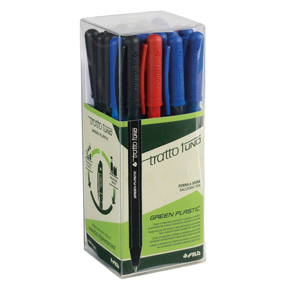 Tratto 1 Green Ecological Ballpoint Pen, Multi-Colour, Pack of 24