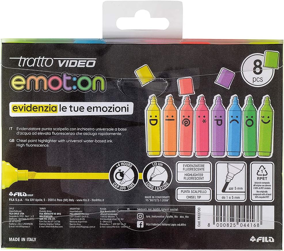 Tratto Video Emotion – Marcadores de colores, 8 unidades