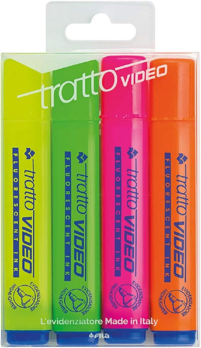 Tratto Video Pastel Evidenziatori Pastel, Multicolore, 8 Pezzi & Video Busta con 4 Evidenziatori