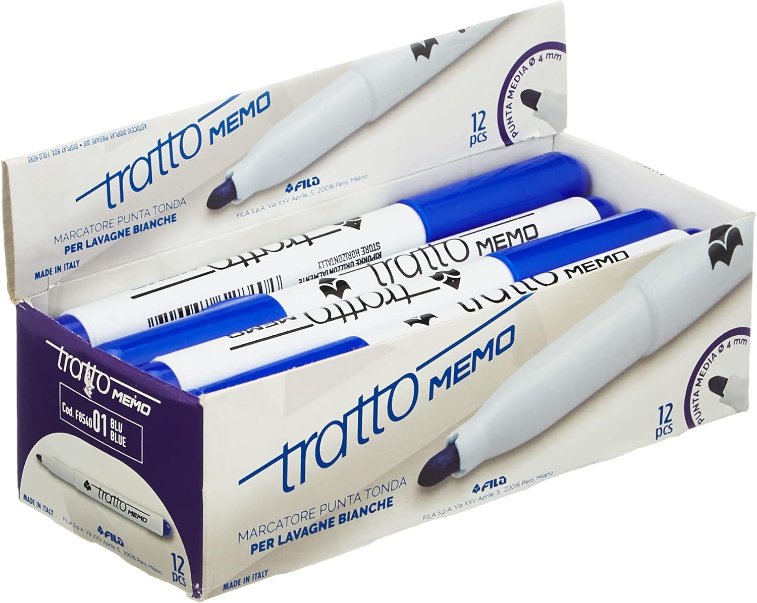 TRATTO 854001 Marker Blue (Pack of 12