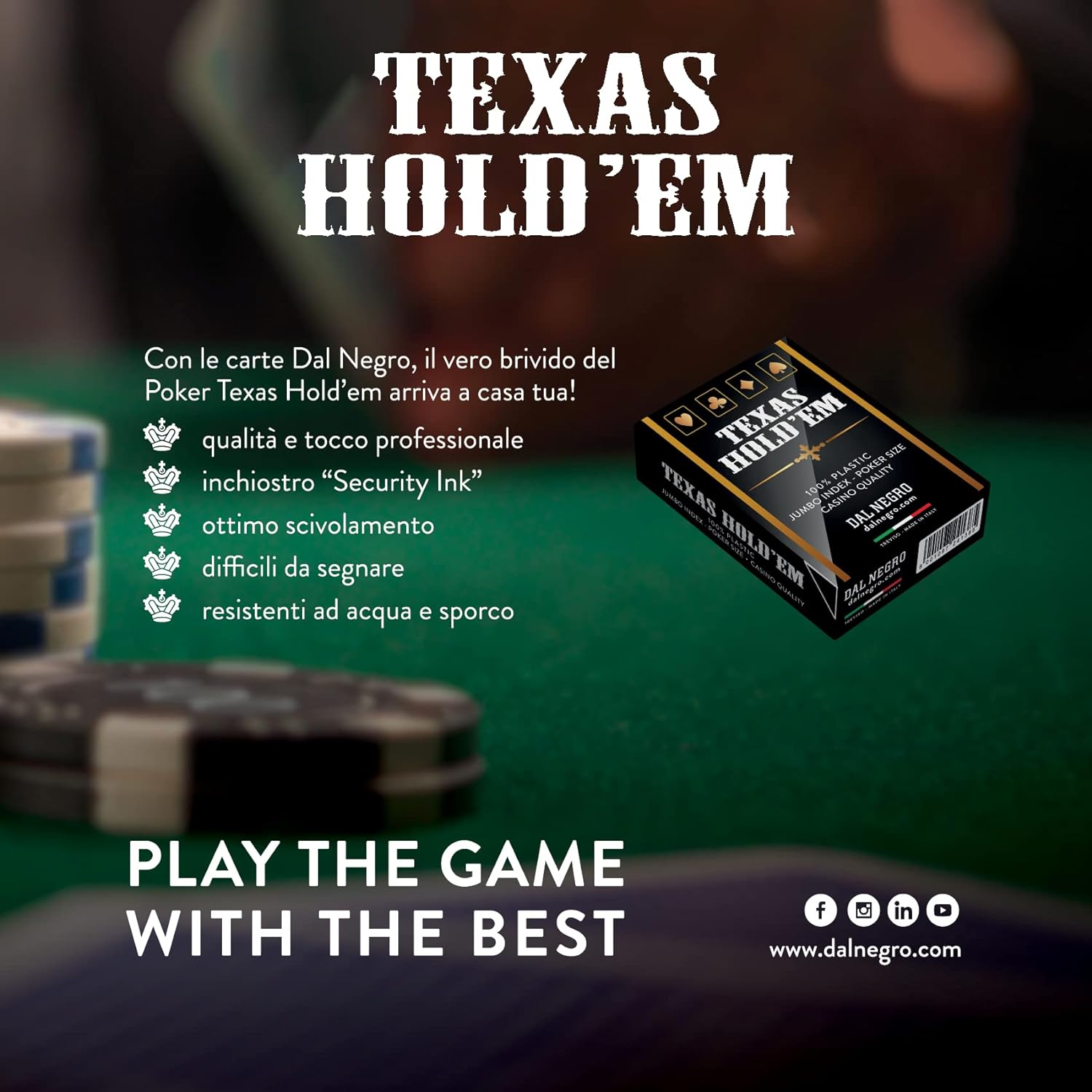 Dal - 24138 Texas Hold'em Casino Quality Retro Black Cards