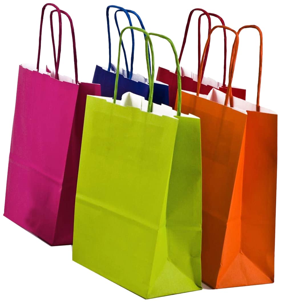 Paper Shopper with Twisted Paper Handle, Assorted Colours, 15x8x20, Pack of 25
