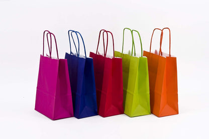 Paper Shopper with Twisted Paper Handle, Assorted Colours, 15x8x20, Pack of 25