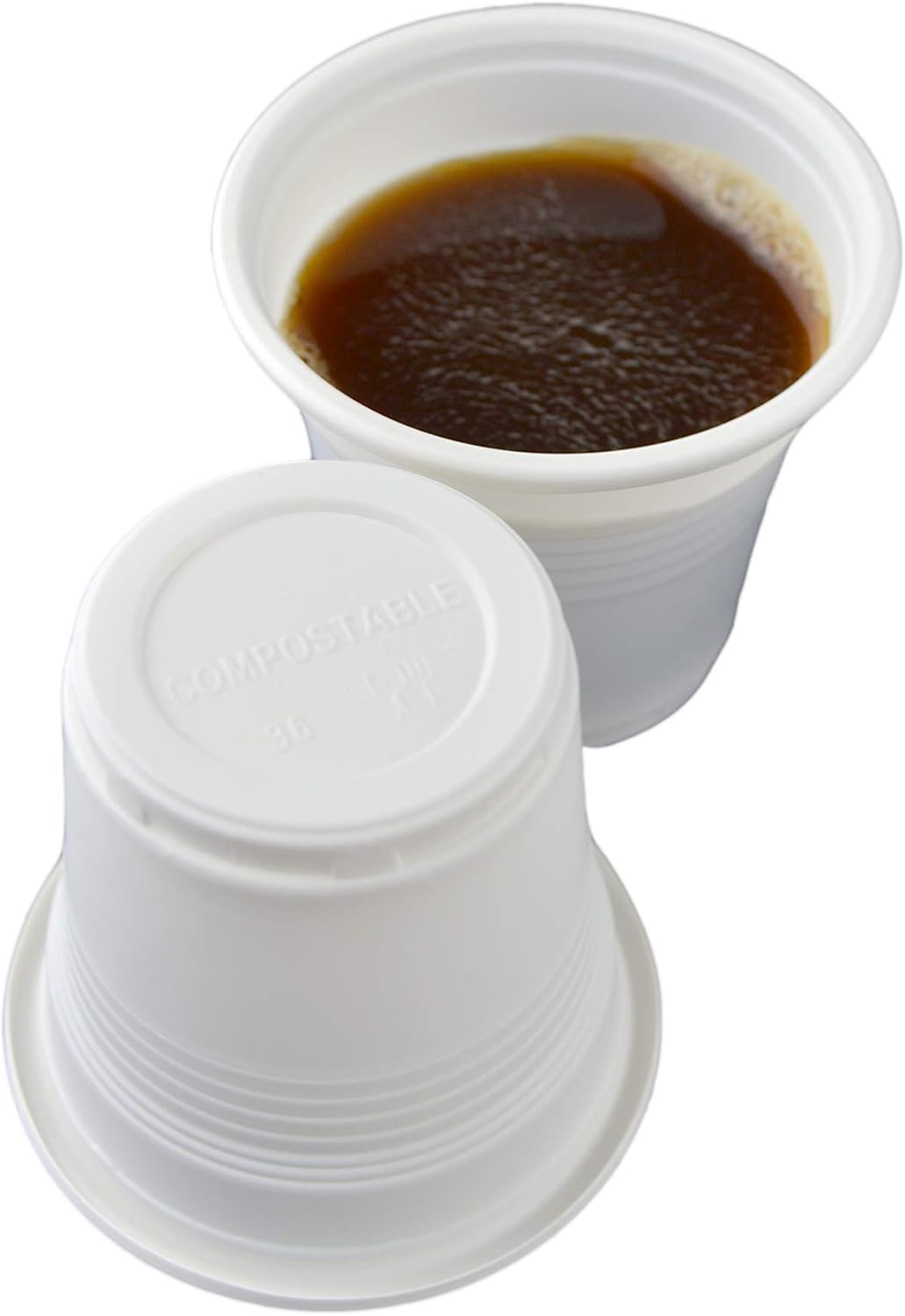 Pack of 40 Compound Glasses (80 ml) Colour: White (5.5 cm high x 5.5 cm diameter) Ideal for hot drinks such as compOSTABLE COFFEE CUPS