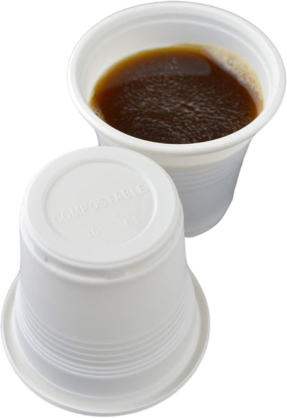 Pack of 40 Compound Glasses (80 ml) Colour: White (5.5 cm high x 5.5 cm diameter) Ideal for hot drinks such as compOSTABLE COFFEE CUPS
