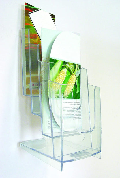 ARDA Wall magazine rack with 4 compartments | Format 1/3 A4, capacity 800 sheets of 80gr | Transparent display