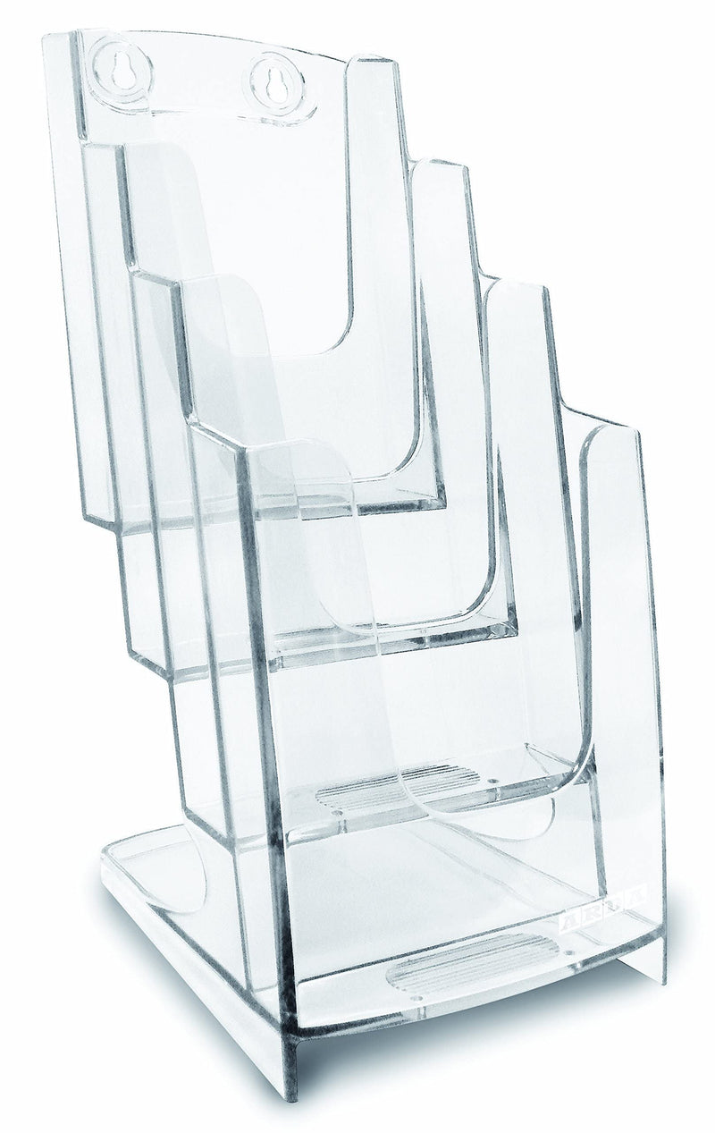 ARDA Wall magazine rack with 4 compartments | Format 1/3 A4, capacity 800 sheets of 80gr | Transparent display