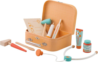 Doctor Set (10 pcs) | Sevi | Wooden role-playing games for children. Accessories fake toy Food 20x8x15cm | Pretend play | model 82963
