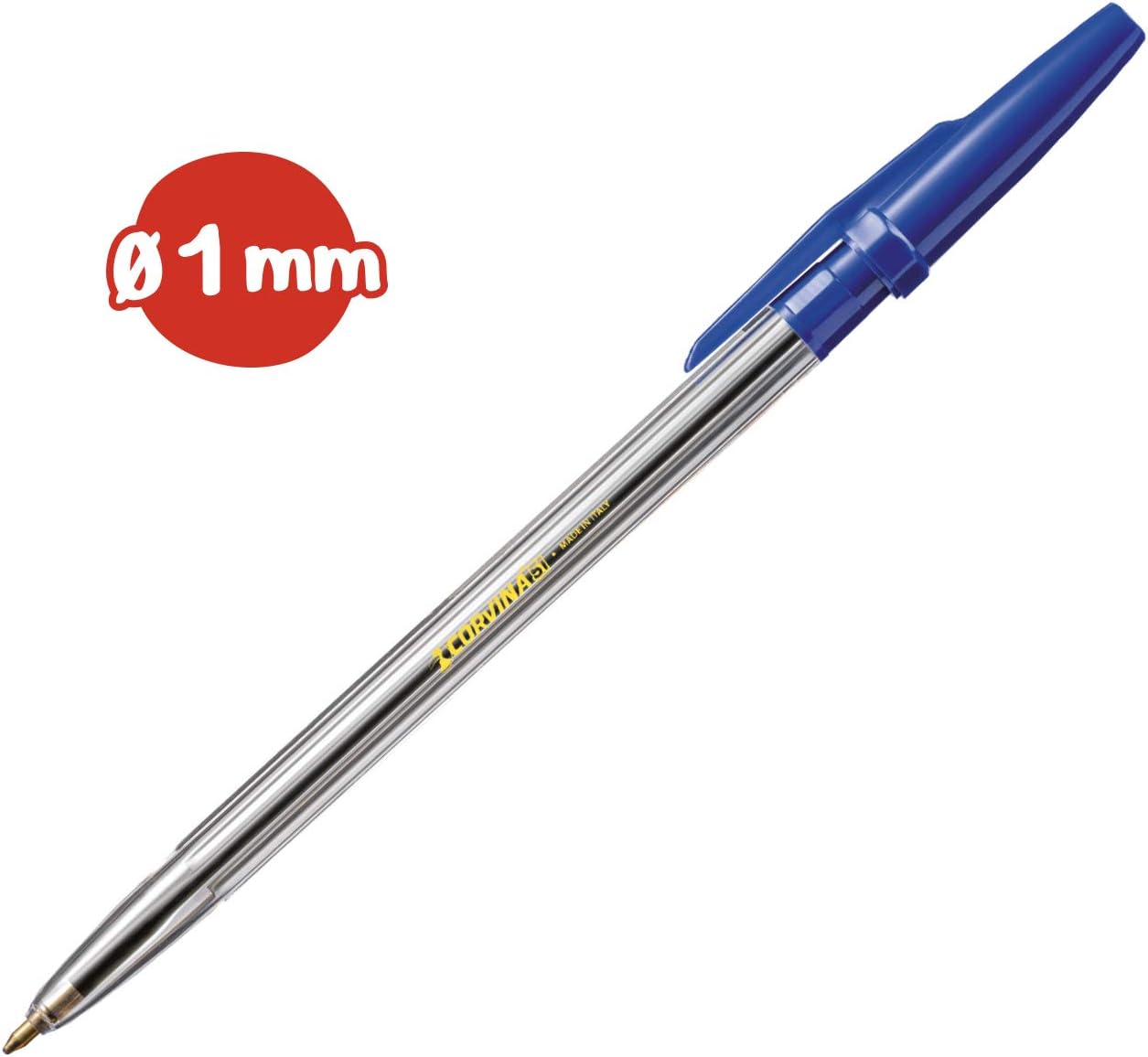 CARIOCA CORVINA51 CLASSIC | 40163/02 - Set Penne a Sfera, Cappuccio con Clip, Blu, 50 pezzi