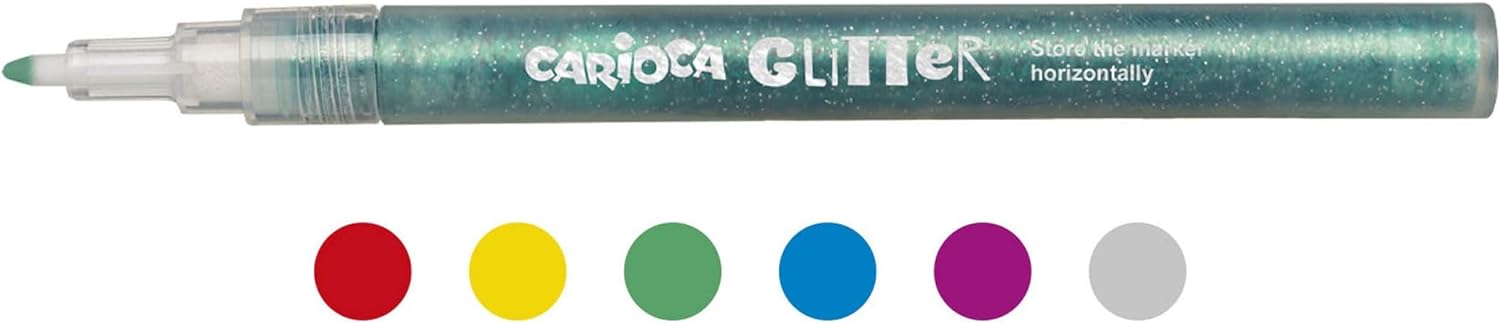 Carioca Glittermarker, blisterverpakking met glittereffect met 1 mm punt, 6 stuks