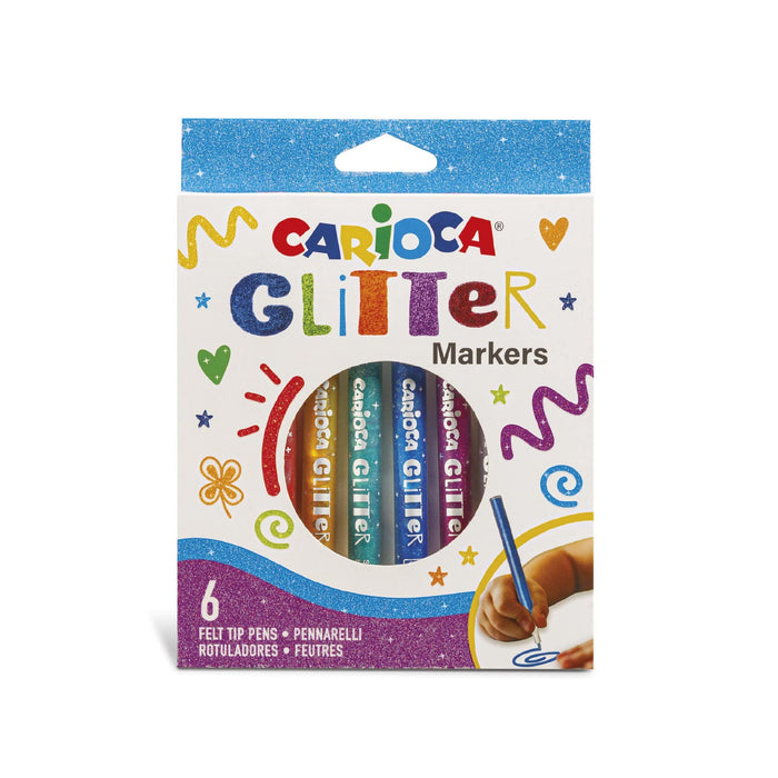 Carioca Glittermarker, blisterverpakking met glittereffect met 1 mm punt, 6 stuks