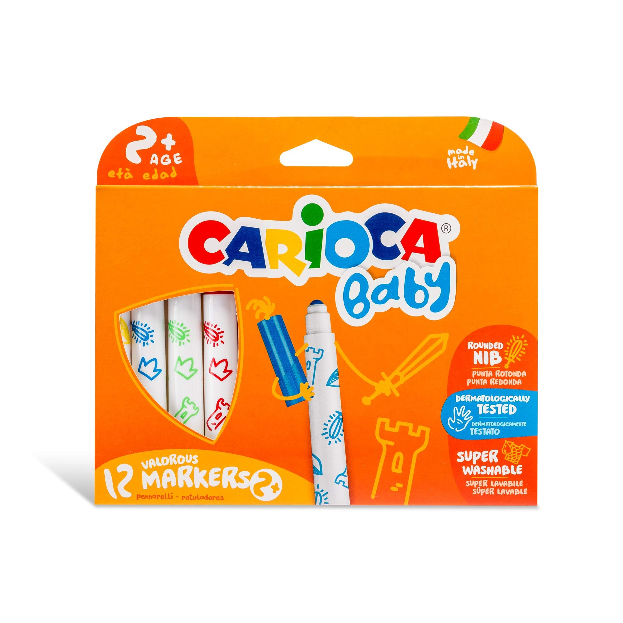 Carioca Marker 2 + – Stifte (Extra Bold, Rundspitze, rund, Multi, Italien, Schachtel aus Karton)
