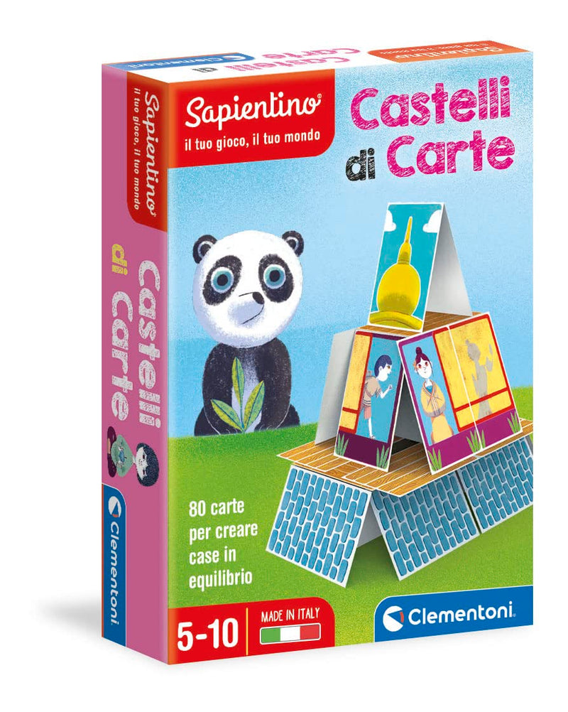 Clementoni 16241, Sapientino, Castelli di Carte, Educational Game 6 Years with Illustrated Tiles, Children's Playing Cards to Create Balanced Castles, Made in Italy