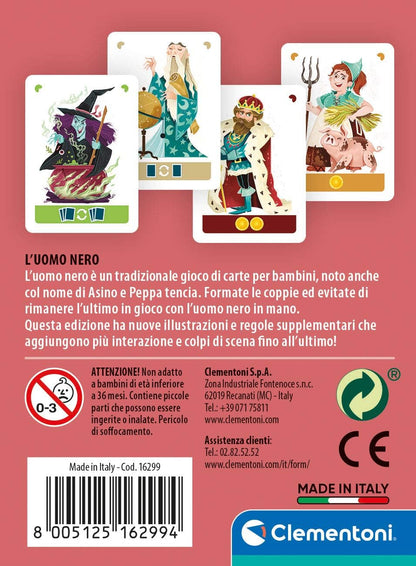 Clementoni- Hombre Negro Baraja, Juego de Cartas, 2-6 Jugadores, 5 Años+, Individual, Multicolor (16299