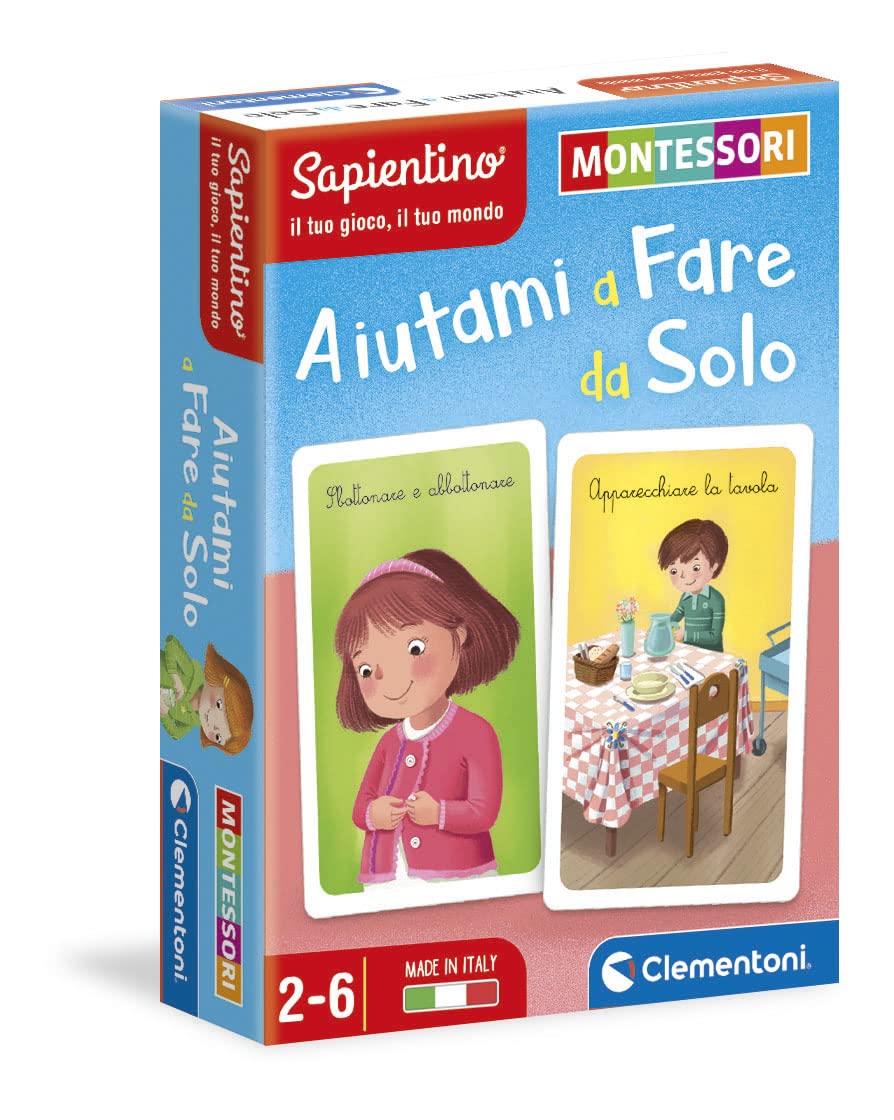 Clementoni Montessori Help Me Make Yourself Cards 2 Years (Italian Version), Educational Game, Multicoloured, 16318, Multi-Coloured