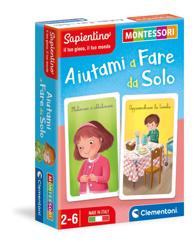Clementoni Montessori Help Me Make Yourself Cards 2 Years (Italian Version), Educational Game, Multicoloured, 16318, Multi-Coloured