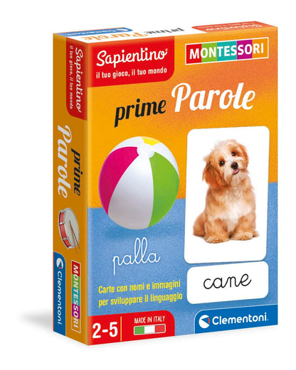 Clementoni Tarjetas Prime Words Montessori 2 años (versión Italiana), Juego Educativo, Multicolor, Talla única (16319