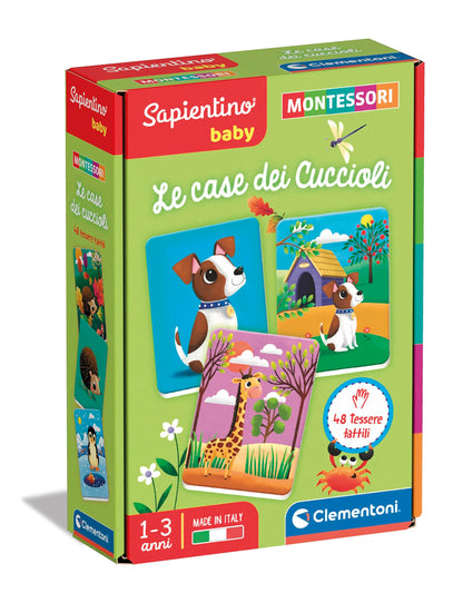 Clementoni - Sapientino 16434 Baby Case of Puppies-Educational Game 1 Year, Montessori Flashcards - Made in Italy, Colour Italian, 16434 Montessori Baby The Puppy Houses
