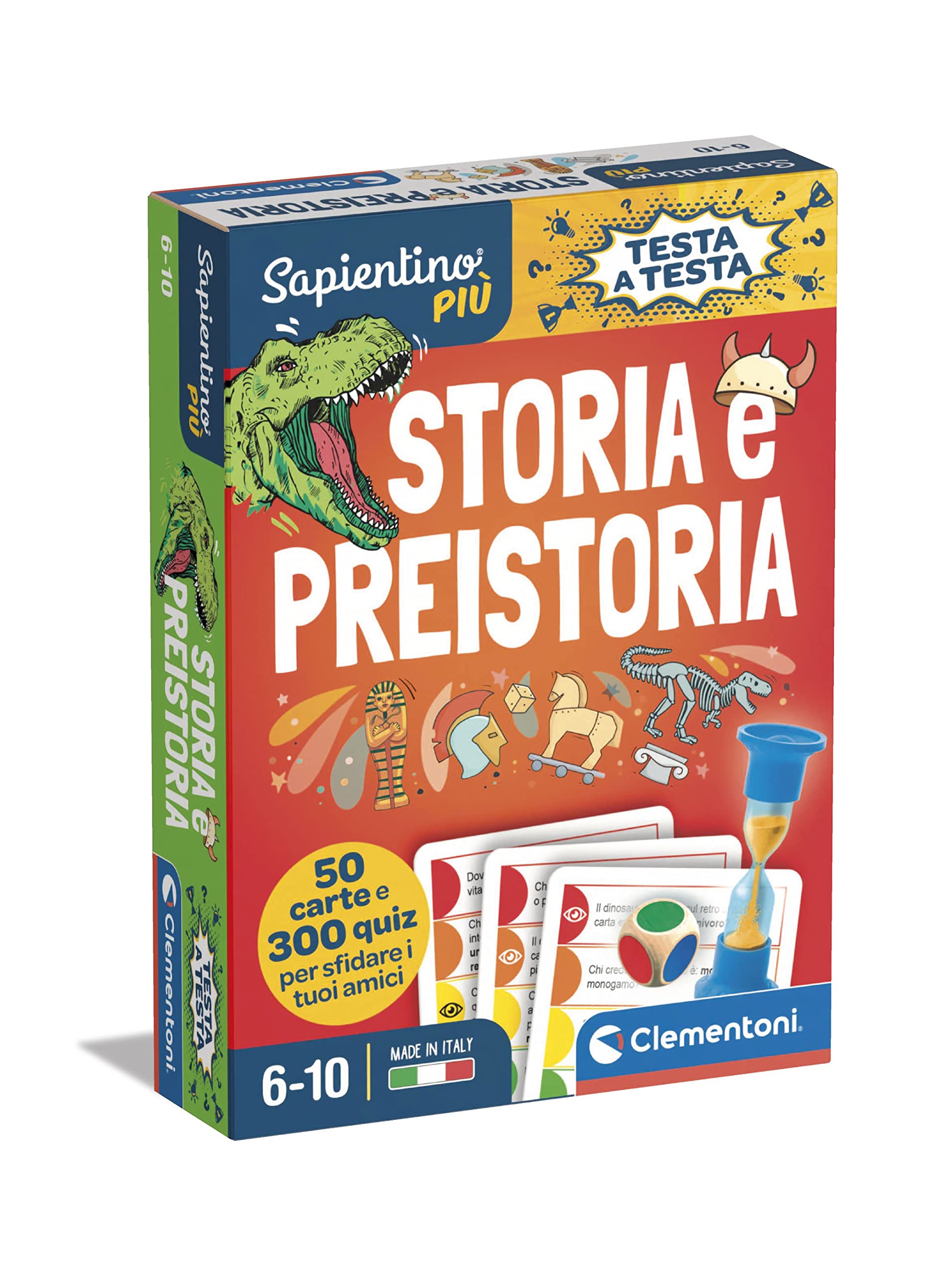 Clementoni 16442 Sapientino Plus Head Prestory-Educational Game for 6 Years, Quiz, Flashcards History-Made in Italy, Italian Map history and prehistory