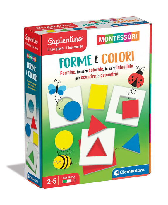 Clementoni - Sapientino Shapes Flashcard Geometric Figures and Colours, Montessori Game 2 Years, Montessori Educational Method, Made in Italy, Multicoloured, Medium, 16724