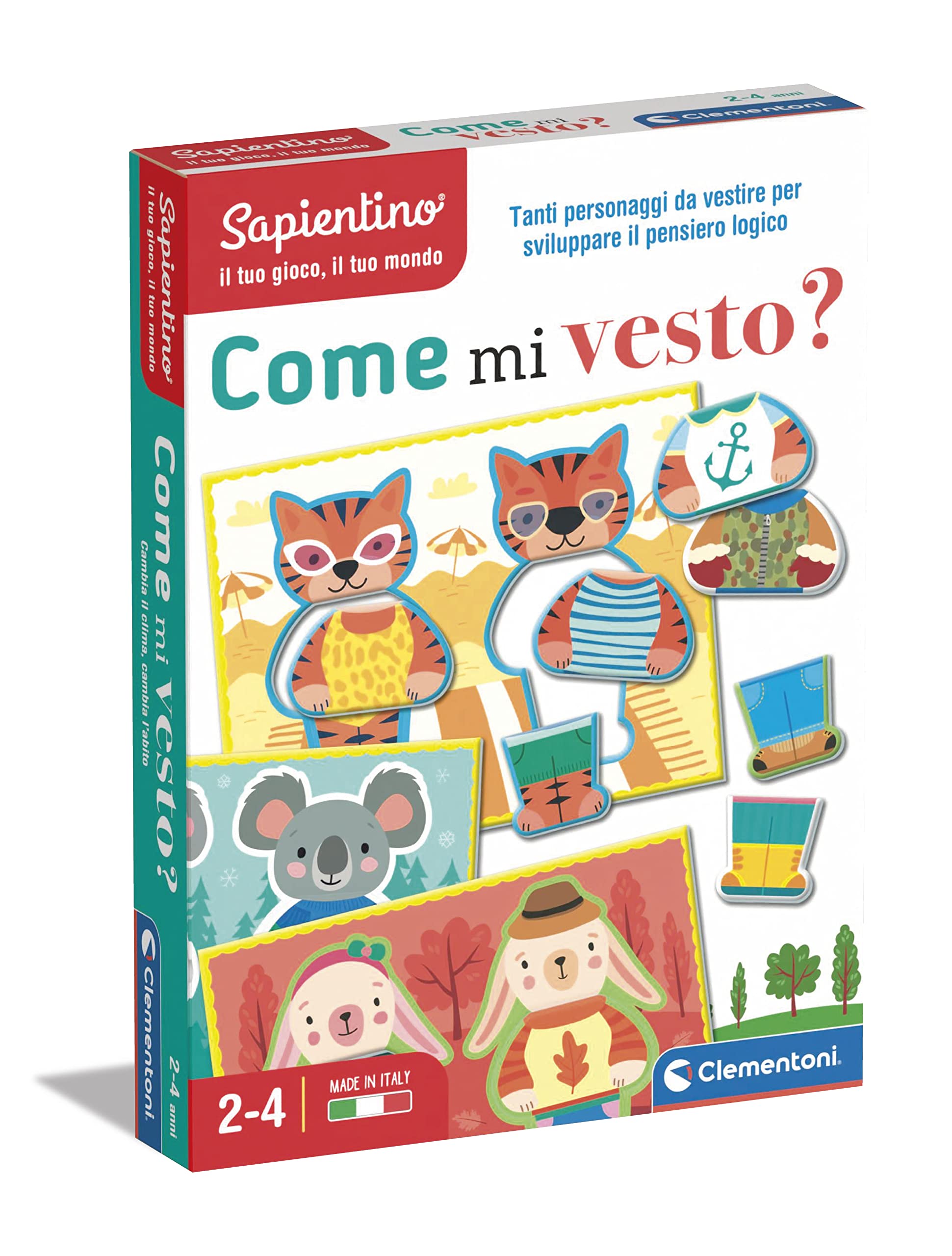 Clementoni - Sapientino-Come Me Dress-Educational Game 2 Years, Flashcards, Shaped Tiles-Made in Italy, Italian Color, 16766