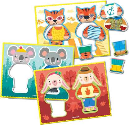 Clementoni - Sapientino-Come Me Dress-Educational Game 2 Years, Flashcards, Shaped Tiles-Made in Italy, Italian Color, 16766