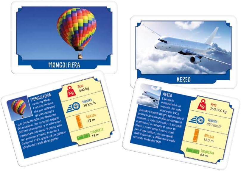 Clementoni - Rekordtransporte, Deck mit 50 Karten, um Kuriositäten auf Allen Fahrzeugen zu entdecken, für Kinder ab 6 Jahren und die ganze Familie, 2-5 Spieler, Geschenkidee Made in Italy