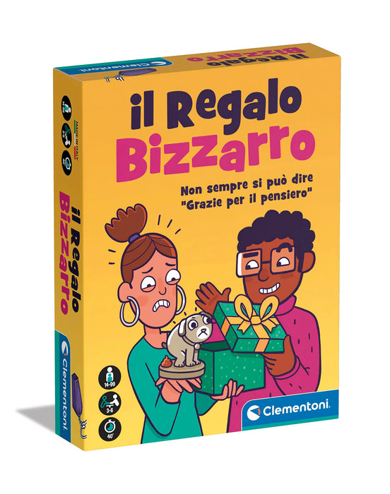 Clementoni 16777 Party Game-Das Bizarre Geschenk-Brettspiel, Kartenspiel, Gesellschaftsspiel für Erwachsene, 3-6 Spieler-Made in Italy, Italienisch